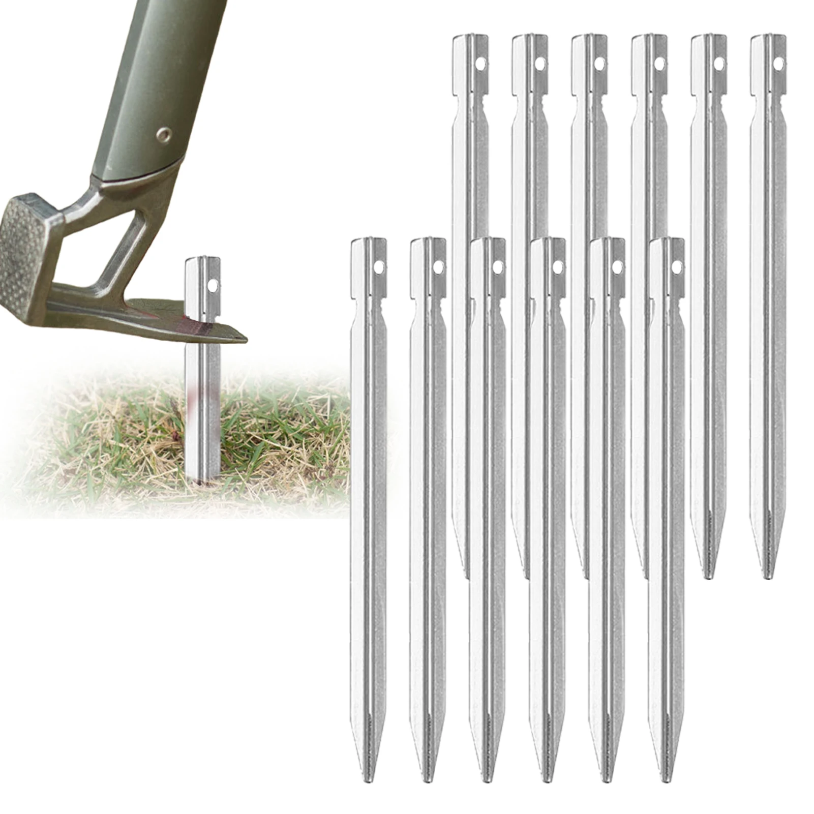 

12pcs Camping Stakes Aluminum Alloy Ground Pegs 18cm Tent Stakes Ground Nails Camping Spikes For Pitching Camping Tent Canopies