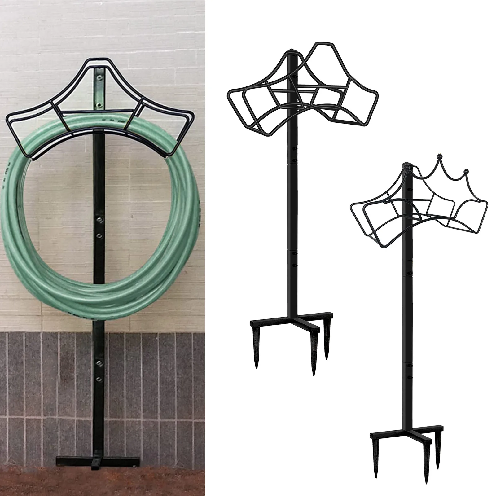 

Garden Metal Hose Holder Yard Hose Storage Stand Freestanding and Detachable Design Decorative Hose Rack Hanger for Outdoor