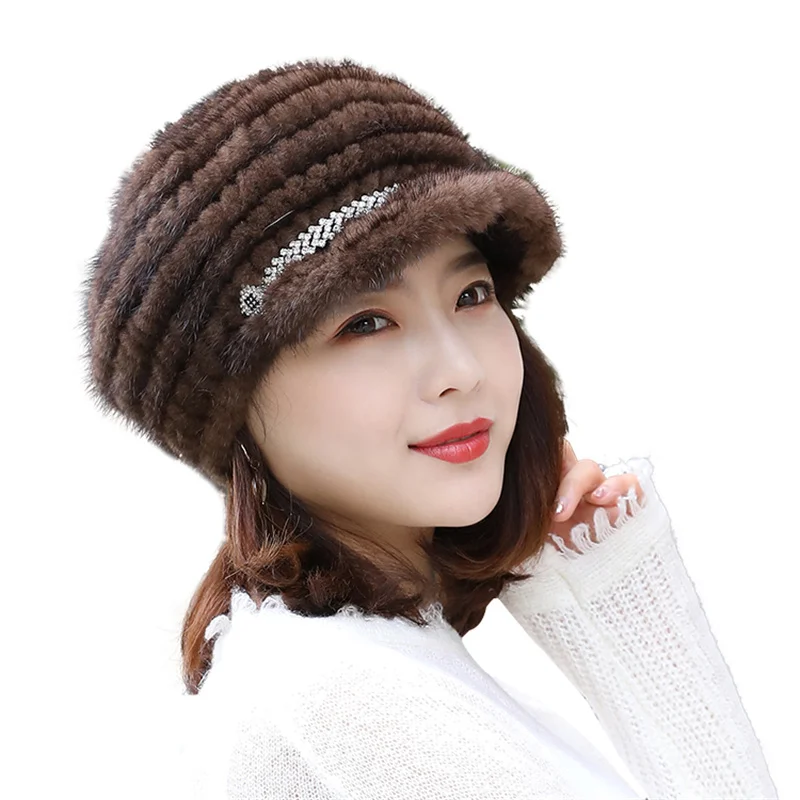 2022 New Mink Hat Ladies Korean Style Fur Hat Female Winter Mink Velvet Mink Hat Fashion Wind Peaked   Cap Warm And Comfortable