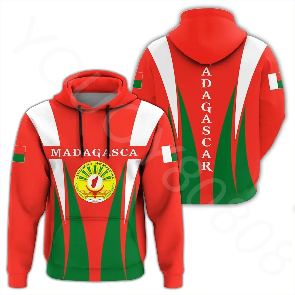 

Толстовка мужская с принтом в африканском стиле, свободная кофта с капюшоном в стиле Харадзюку, толстовка на молнии с мадагаскарским флагом для активного отдыха, Осень-зима