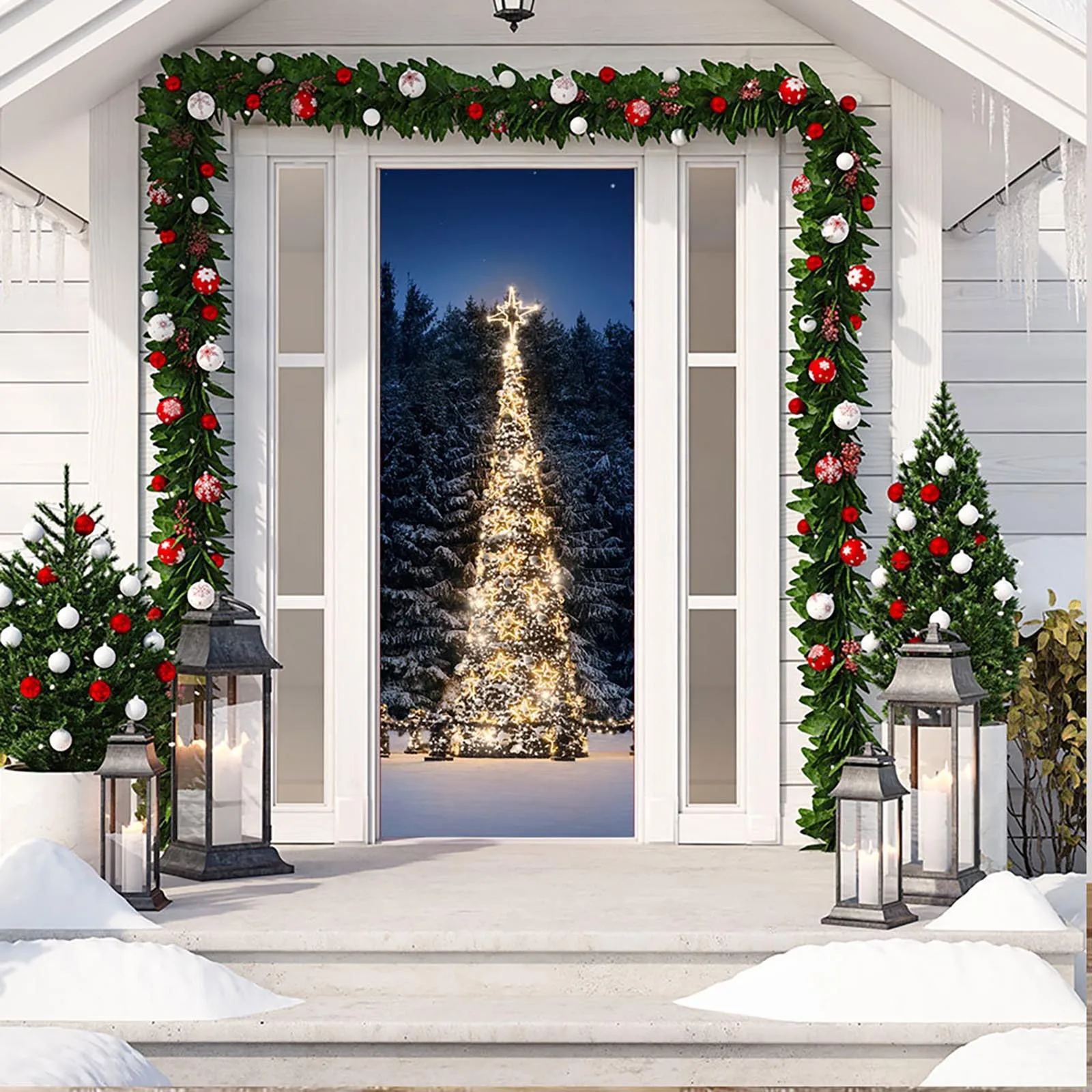 

3D Christmas Door Covers Christmas Party Decorations Door Stickers 31 X 78 Inch