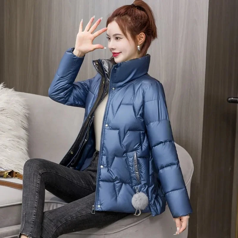 Winter Jacket Women Parkas Overcoat 2023 New Korean Short Glossy Down Cotton Jacket Parkas Female Casual Loose Outerwear