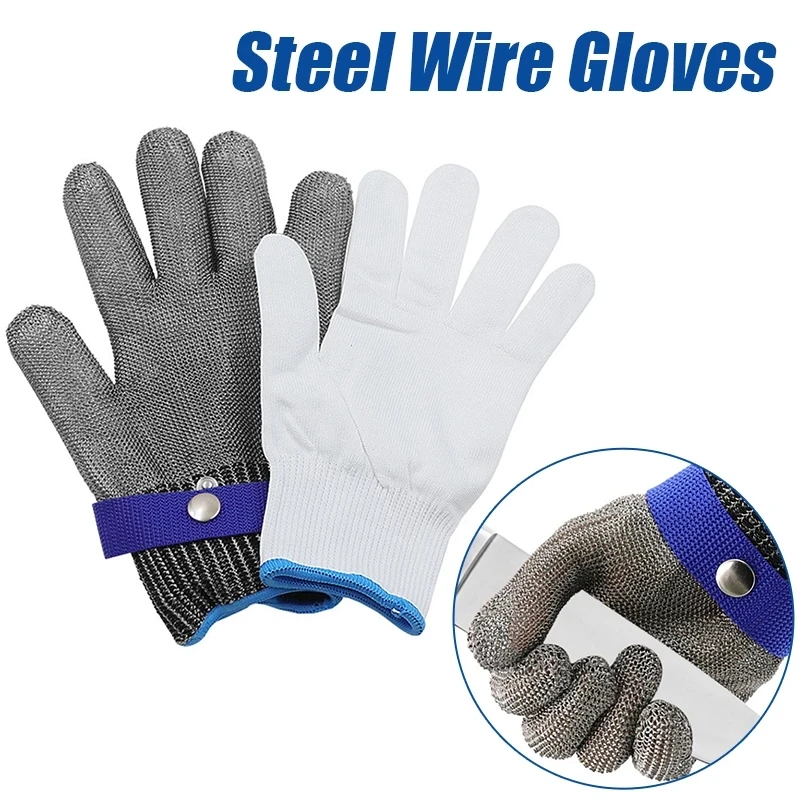 

Stainless Steel Gloves AS Anti-cut Grade 5 Wear-resistant Safety Proof Stab Metal Mesh Hand Protect Outdoor Gardening Work Glove