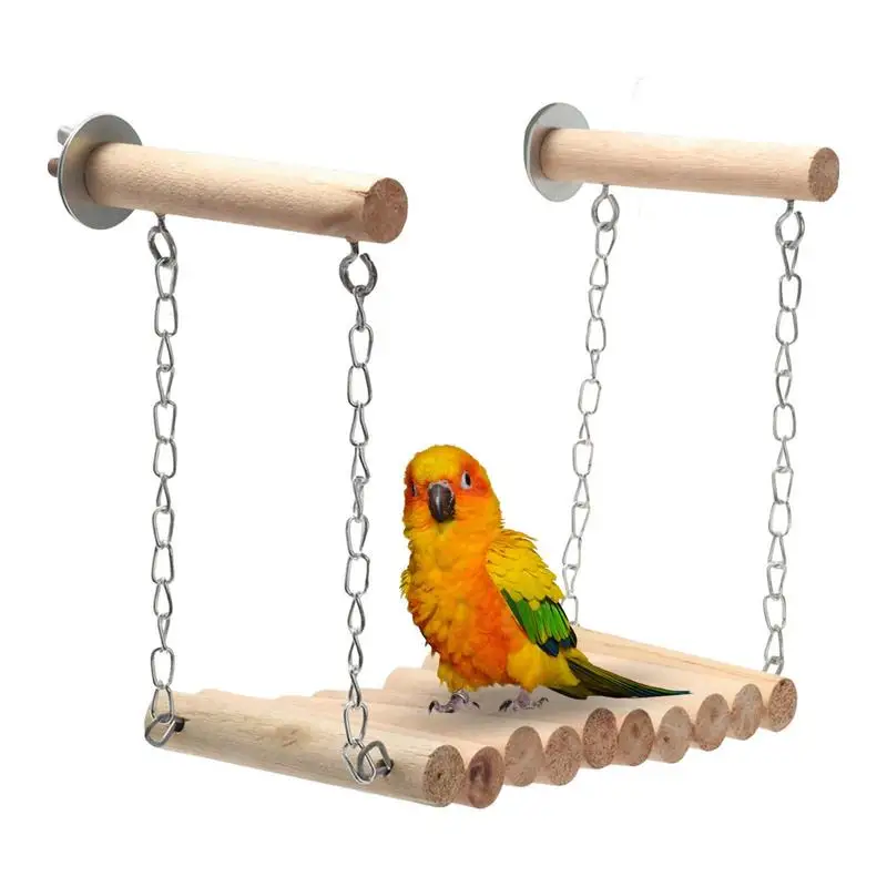 

Parrot Perch Swing Wood Articles Bite Bird Toys Perches For Conures Cage Accessories For Parakeet Cockatiels Finches Playing Toy