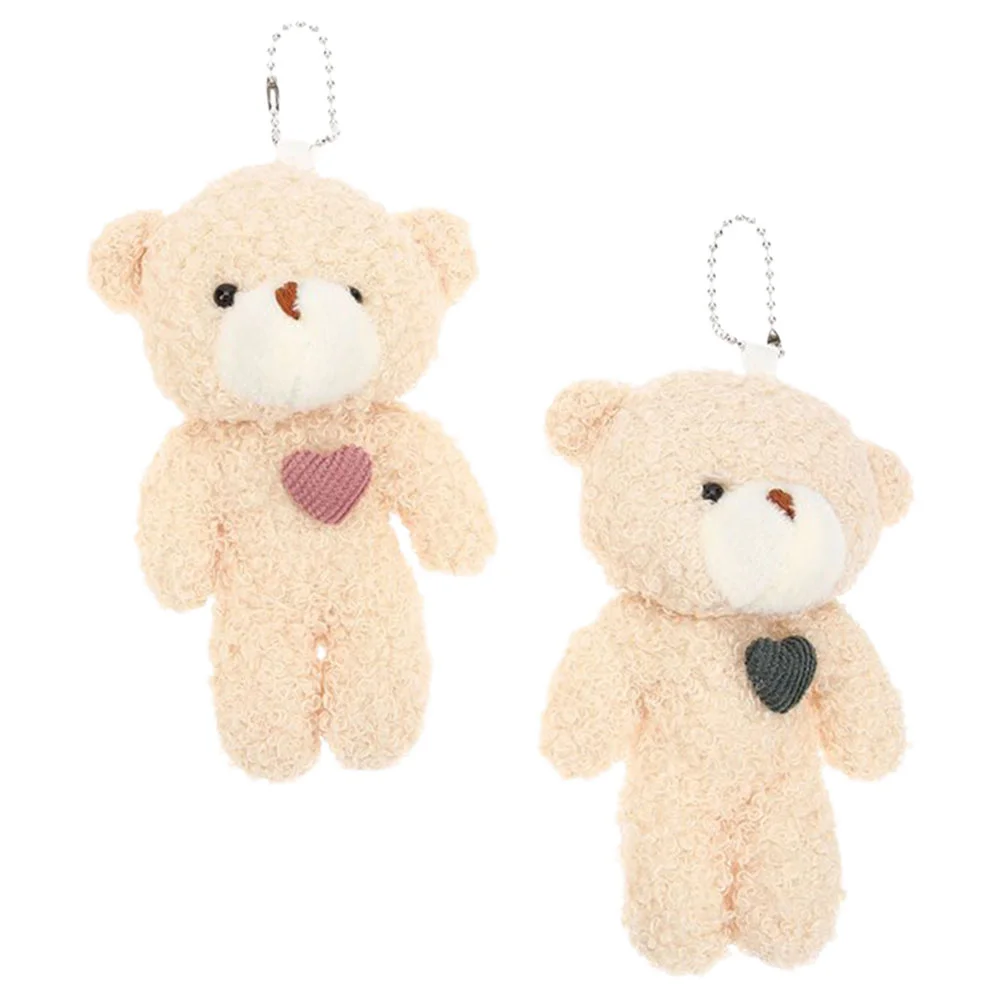 

2pcs Stuffed Animal Key Chain Charm Cute Bear Keychain Bag Hanging Pendant Bag Ornament