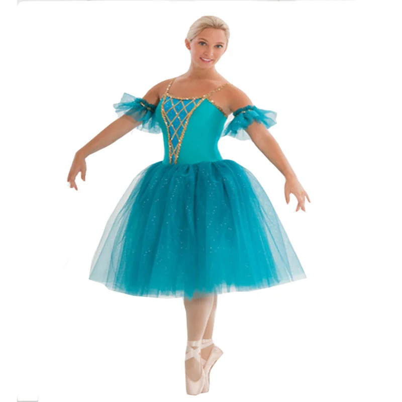 

New Romantic Tutu Giselle Ballet Costumes Girls Child Velet Long Tulle Dress Skate Ballerina Dress Puff Sleeve Chorus Dress