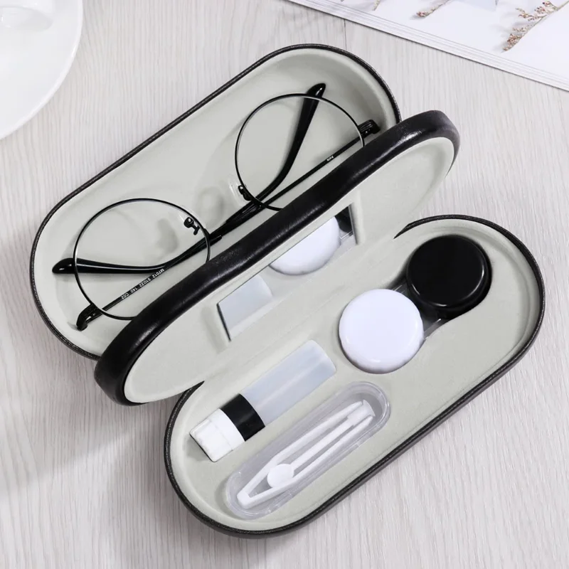 

Double-layer Dual-use Contact Lens Boxes Handmade Beauty Contact Partner Box Portable Men Women Glasses Eyewear Accessories