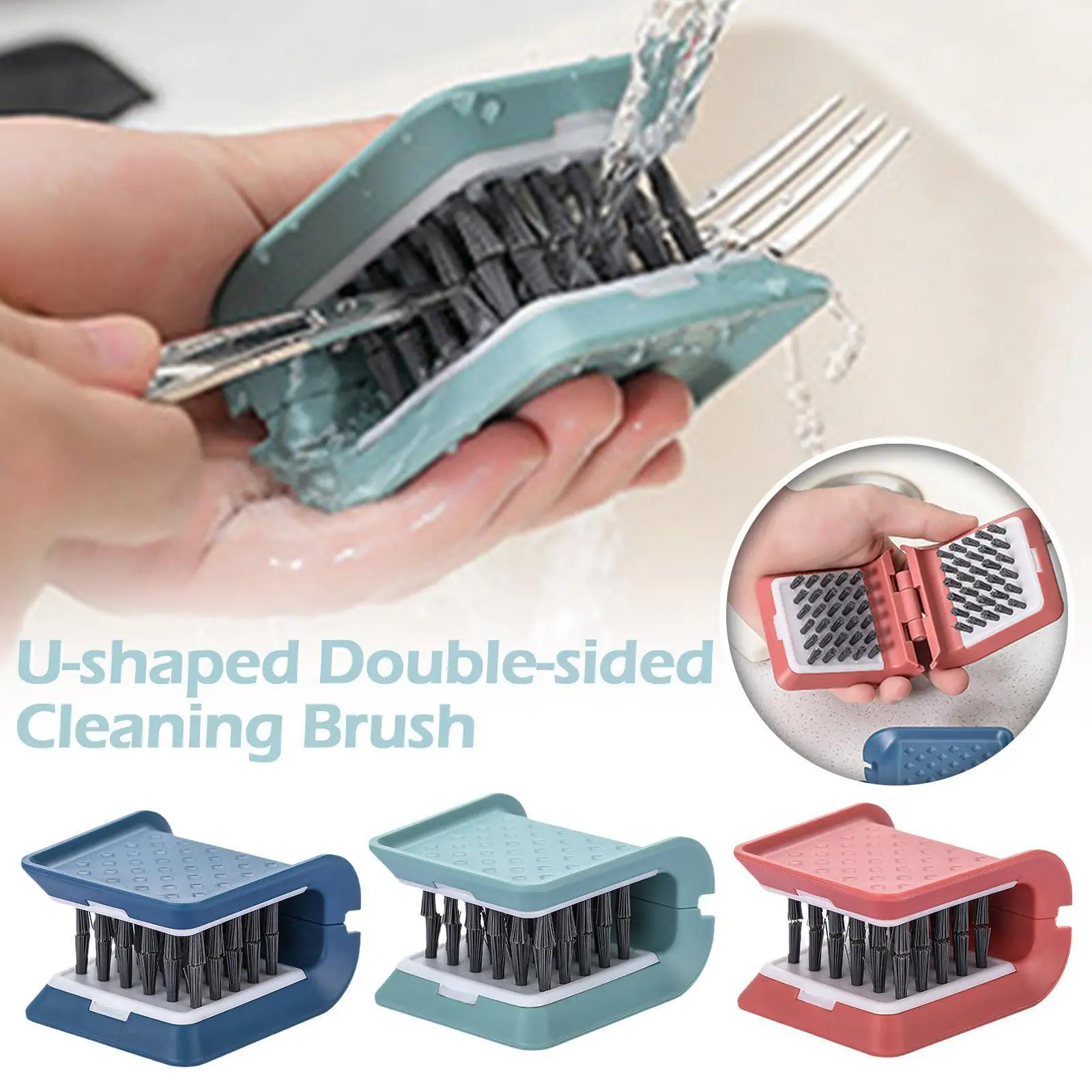 

Double Sided Kitchen Cleaning Brush Soft Brush Knife Bristles Chopsticks Home Blade Cleaner Kitchen U-shaped Fork Cleaning Q1r9