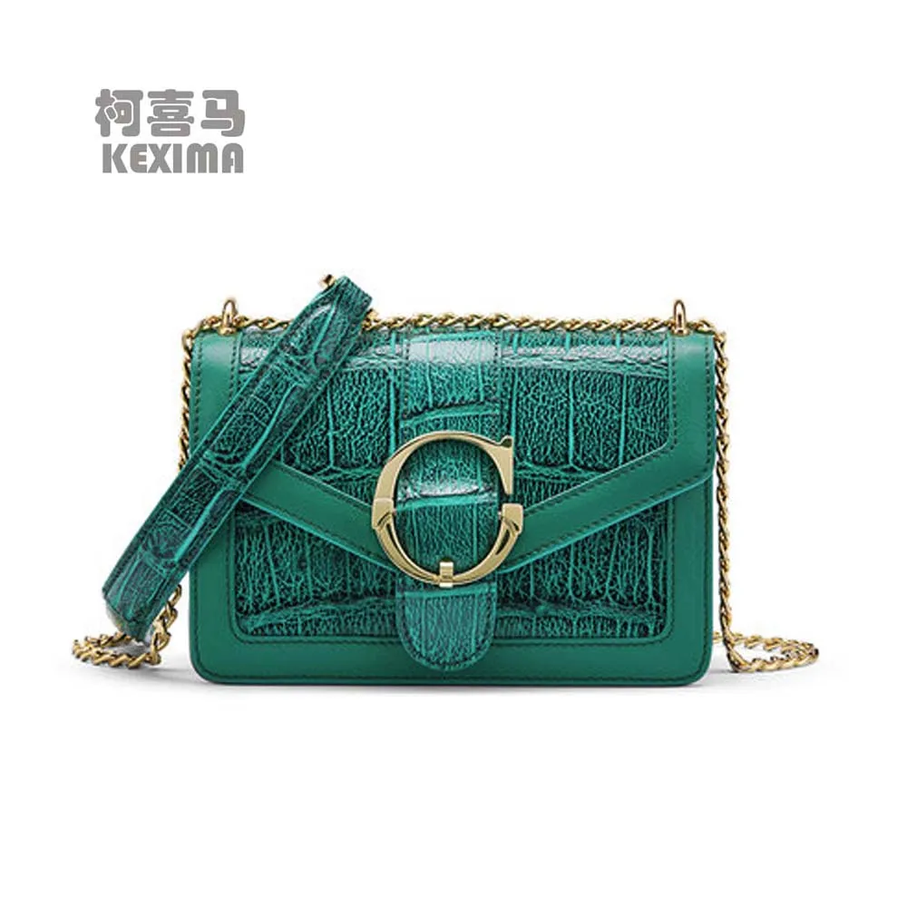 

KEXIMA gete 2022 new crocodile skin lady bag large capacity American alligator belly single shoulder cross bag small square