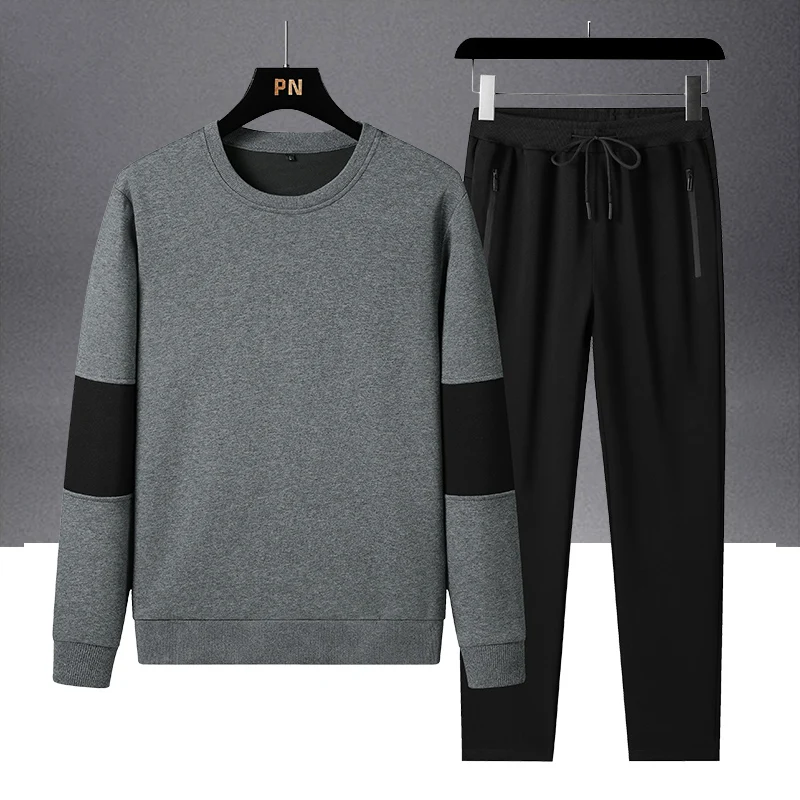 

Man's Autumn Tracksuit Running Cycling Climbing Outdoor Sports Suit Round Neck Sweatshirts Drawstring Sweatpants Two Pieces Set
