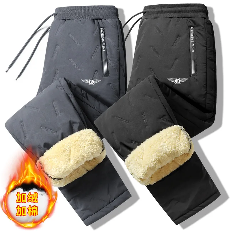 

Зимние Утепленные флисовые брюки с карманами на молнии, черные, серые теплые мужские водонепроницаемые термобрюки 7XL