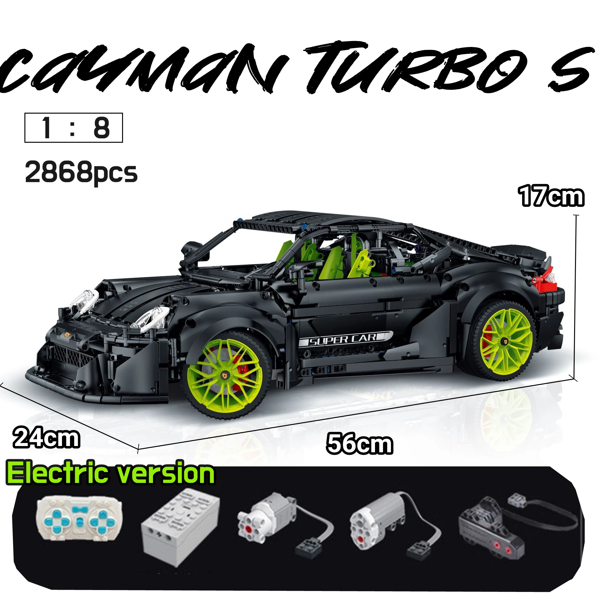 В наличии, Cayman TurboS, суперспортивный автомобиль с дистанционным управлением, высокотехнологичный двигатель, технология MOC, строительные блоки, кирпичи, игрушки, подарок, Porscher