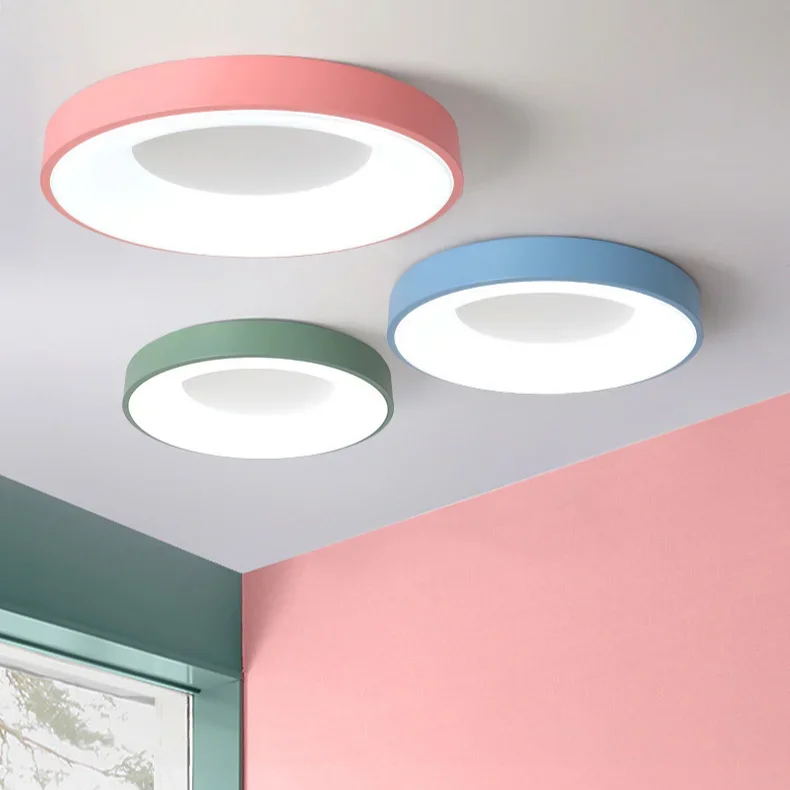 nordycki minimalistyczny nowoczesny salon sypialnia lampa sufitowa balkon okrągły pokój Macaron LED bez migotania