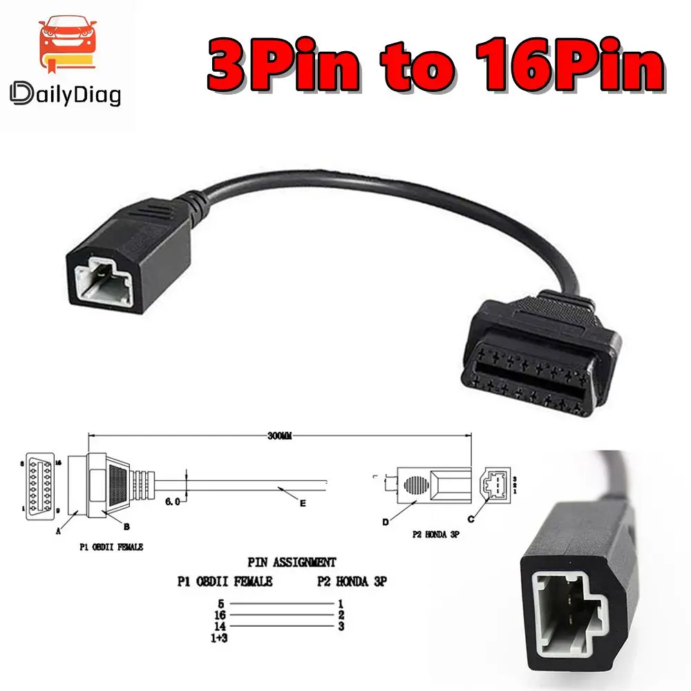 Автомобильная док-станция для Honda 3PIN к 16PIN кабель со штекером гнезду OBD1 OBD2