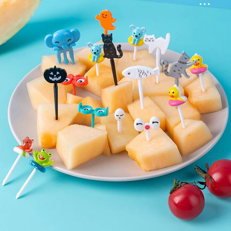 

6-10PCS Fruit Fork Mini Cartoon Children Snack Cake Dessert Food Fruit Pick Toothpick Bento Lunches Party Decor