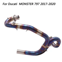 slip on motorcycle front connect tube head link pipe titanium alloy exhaust system for ducati monster 797 2017 2020
