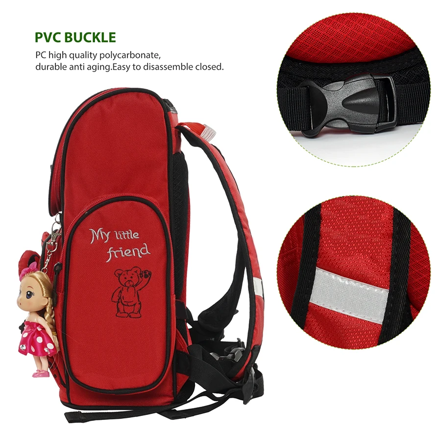 Kids Cartoon Bear 1-002 School Bags for Girls Primary Orthopedics School Backpack Children's Red Schoolbag Mochila Escolar