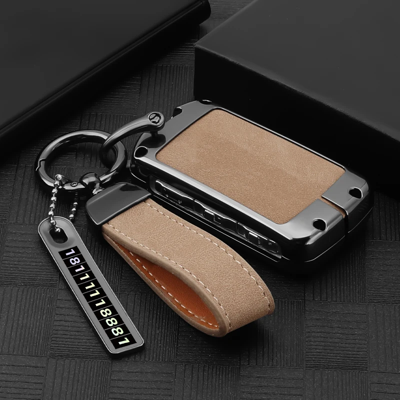 

Zine Alloy Leather Car Key Case Cover for Volvo Xc40 Xc60 S90 S60 Xc90 Auto Remote Key Fob Shell Holder Metal Protecter Keychian