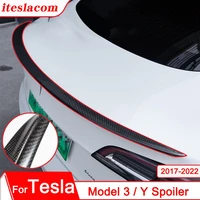 for tesla model 3 2017 2022 rear trunk lip carbon fiber abs wing spoiler car styling rear trunk spoiler accessories%c2%a0matte gloss