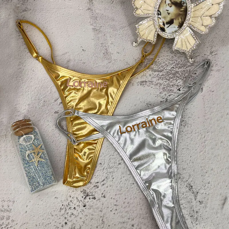 Бразильское бикини на заказ сексуальное женские трусики с вышитыми буквами и