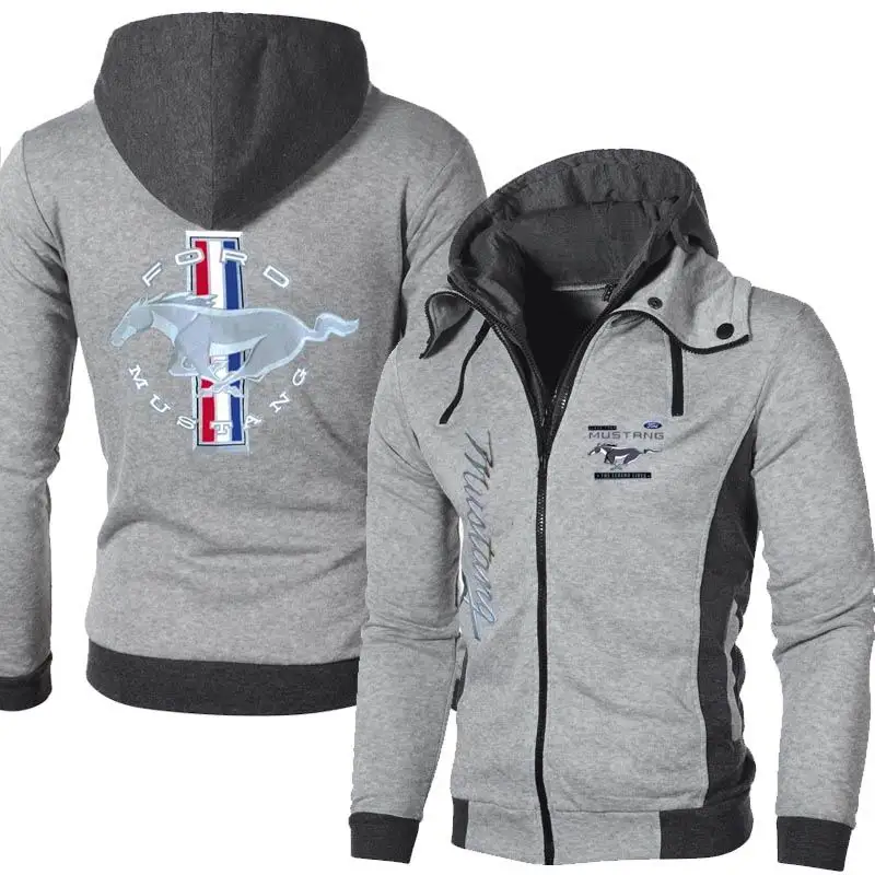 

New Spring Autumn Ford Mustang Logo Men's Outdoor Casual Male Jackets Warm Hoodies High Quality Harajuku Sweatshirts Outwear