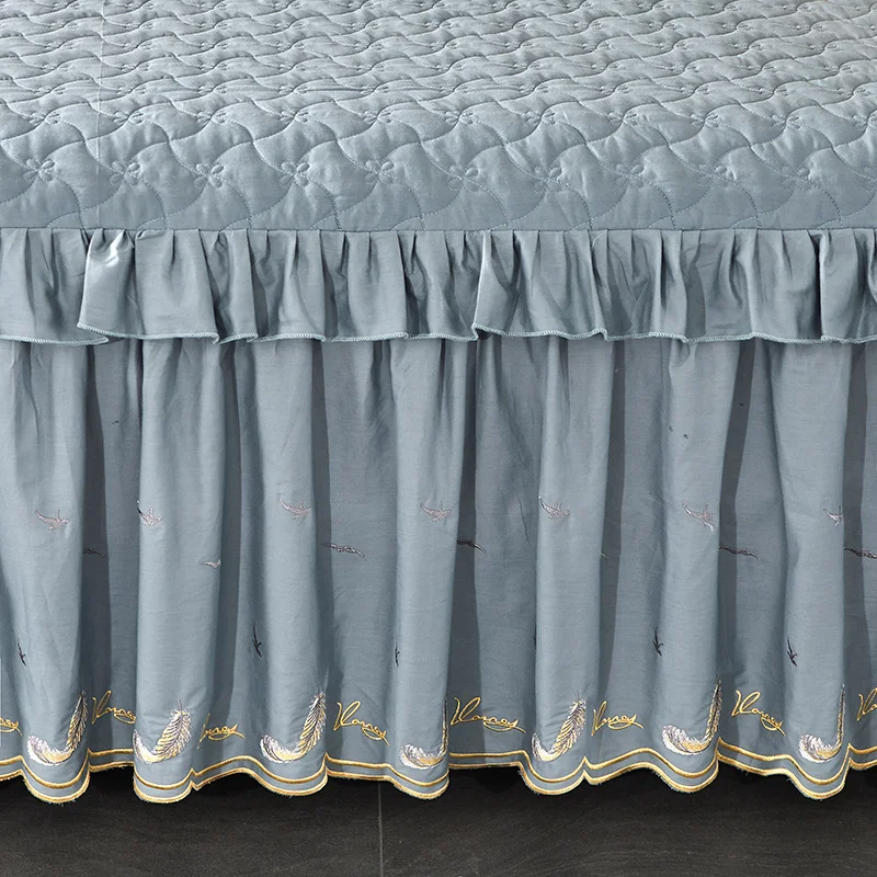 Хлопковая стеганая юбка-кровать Высококачественная кружевная простыня с
