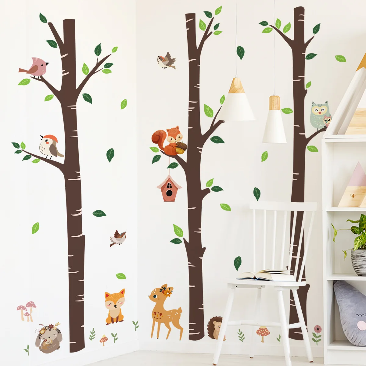 

Tree Branches and Birds Cartoon Wallpaper Children's Room Bedroom Decoration Wall Stickers Self-adhesive Wholesale Wall Stickers