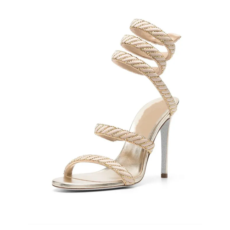 New Spring Summer 2023 Female Sandals Fashion Crystal Sexy Versatile Women Shoes Round Toe Thin High Heels Party Ladies Pumps