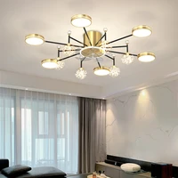 luxury modern ceiling chandeliers led with fan gypsophila gold black for living room bedroom home decoration interior lighting