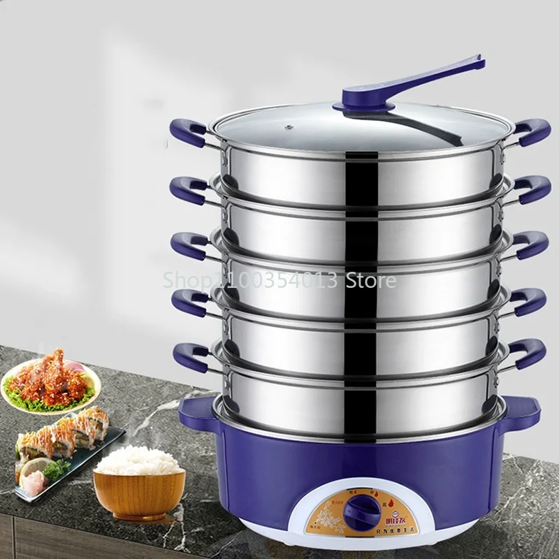 

1-6 Layers 304 Stainless Steel Electric Food Steamer Pot Stainless Pan Rice Bun Steamer Steam Cooker Instant