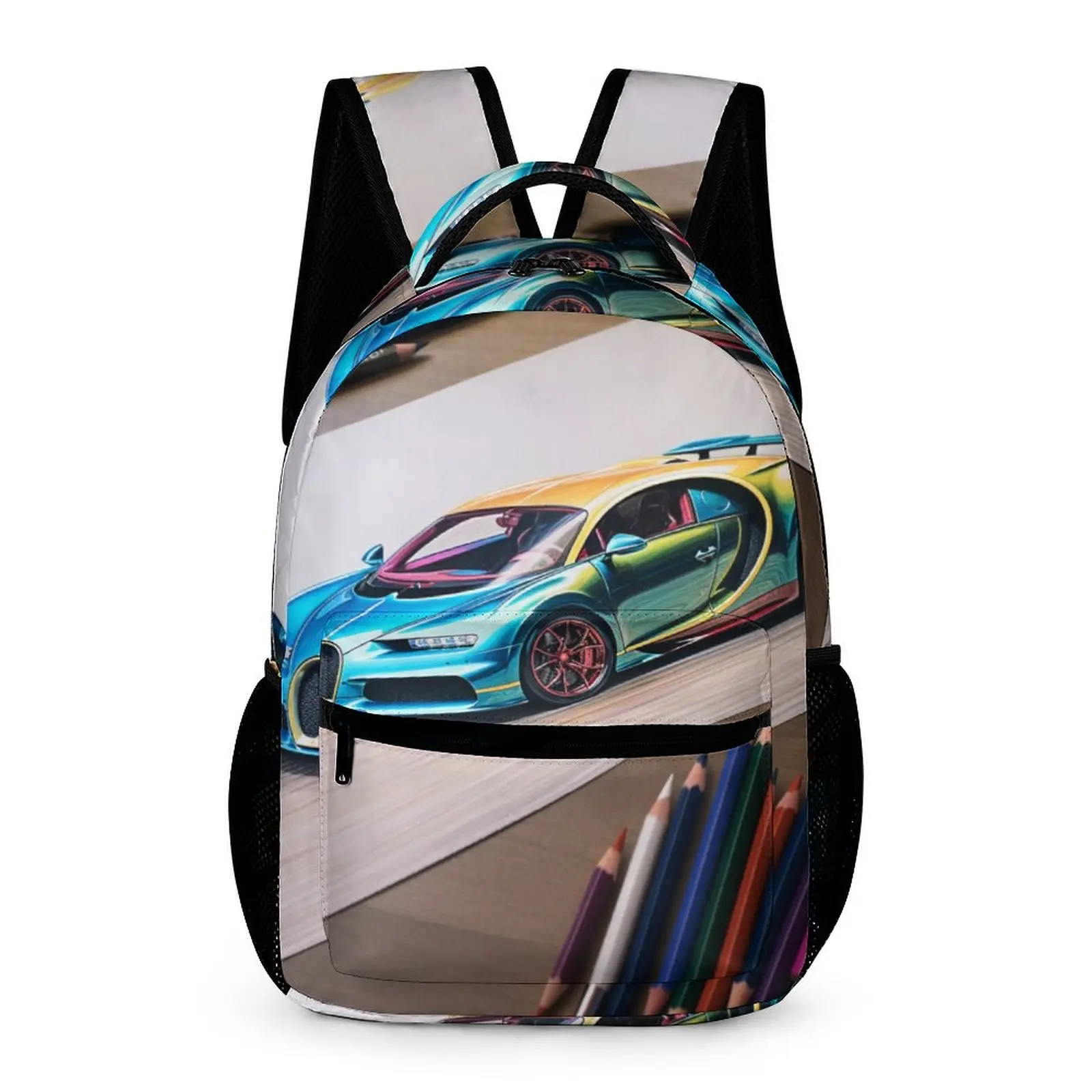 

Sports Car Backpack Pencil Art Colored Cartoon Elegant Backpacks Student Travel Breathable High School Bags Designer Rucksack