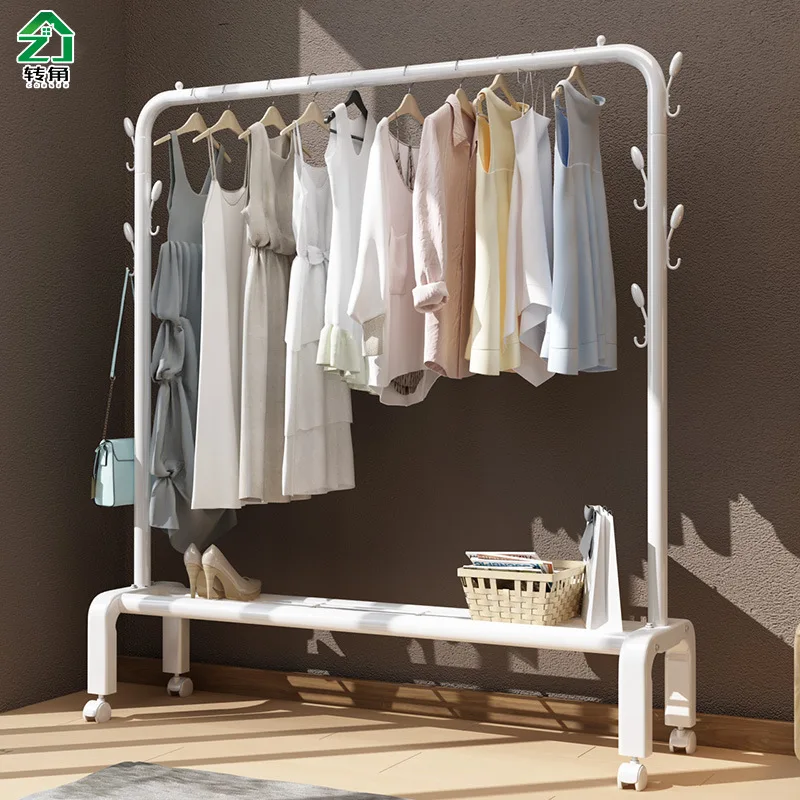 Простая вешалка для одежды напольная складная в спальню балкона бытовая