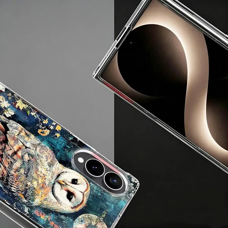 Фото Прозрачный чехол для телефона Owl Art для Samsung Galaxy Z Fold 8, жесткий, из поликарбоната, класса люкс №4
