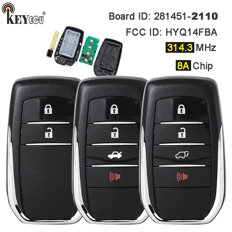 KEYECU 314 3 МГц 8А чип HYQ14FBA плата: 281451-2110 смарт-карта Бесконтактный дистанционный ключ