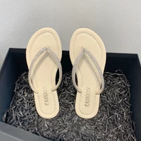 rhinestone slippers womens 2022 summer new flat bottom outer wear flip flops fashion sandals