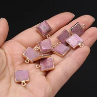 natural stone pendants reiki heal square rhodochrosite for jewelry making diy women trendy necklace earrings supplies