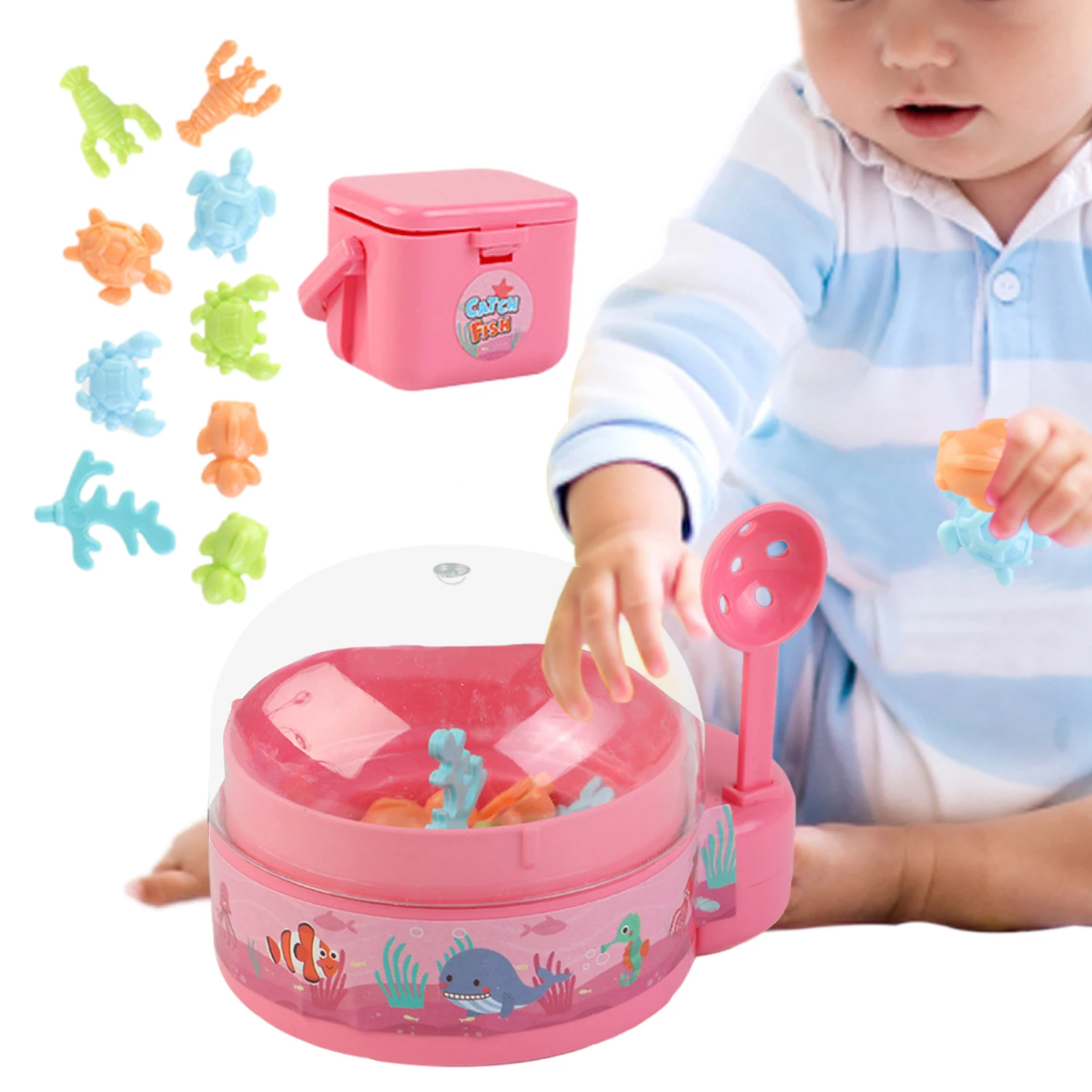 

Toddler Fishing Game Mini Fishing Game Toy Spoon Scooping Fish Toy Wind Up Toddler Fishing Game Toy Table Water Toys With A