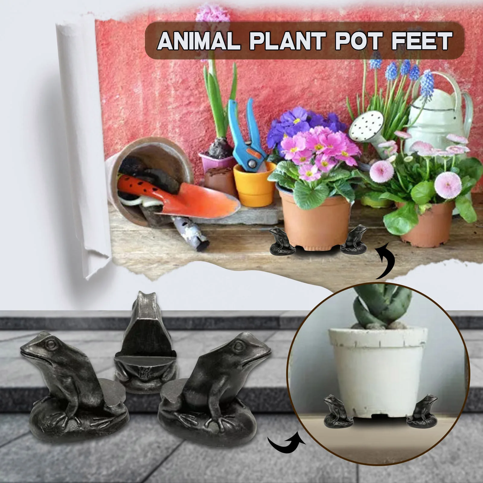 

Animal Shape Flower Plant Pot Feet Support Articles Gardening Supplies Unique Creative 3pcs Creativity Foot Mats Garden Tools