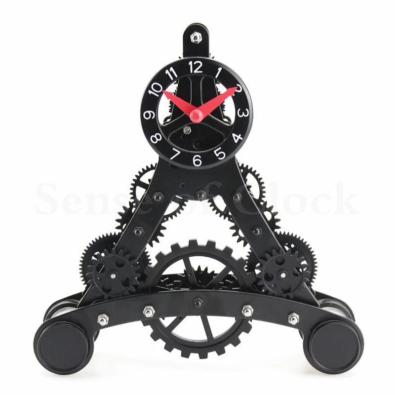 

Paris Tower Gear Clock Creative Rotating Dynamic Iron Table Eiffel Clock European Living Room Study