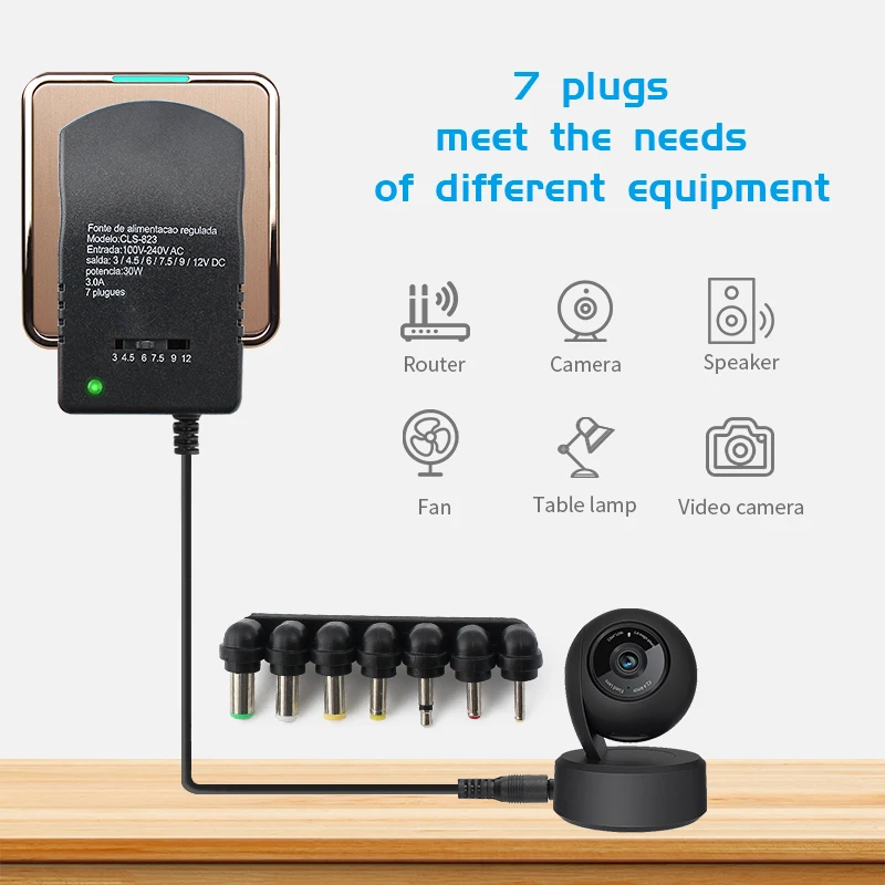 Adjustable Adapter Power Supply Multifuntion 7 Output Plugs Transformer AC 220V to DC 3V 4.5V 6V 7V 9V 12V Universal Charger |