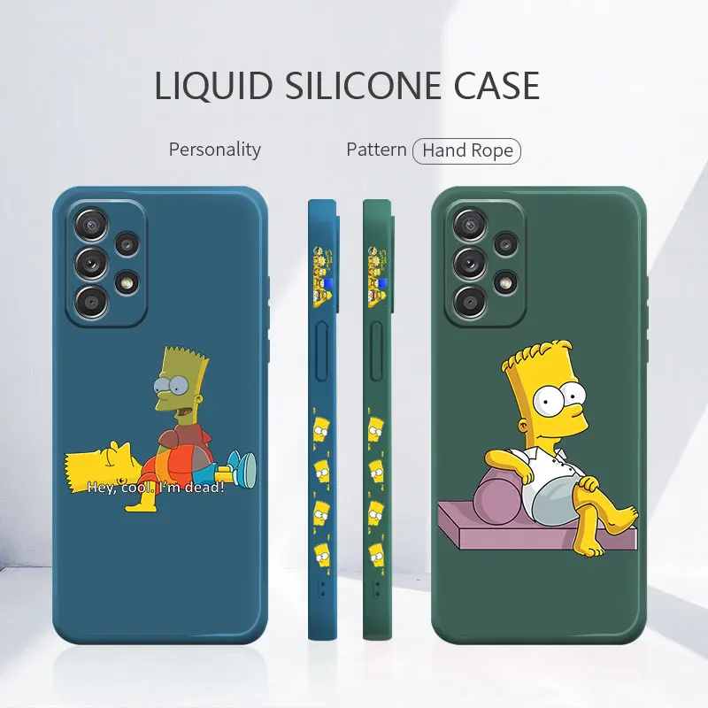 

Cartoon Bart Simpson Liquid Case For Samsung Galaxy A52s A73 A72 A53 A32 A22 A13 A02s A12 A31 A51 A71 A03s A10s Fundas