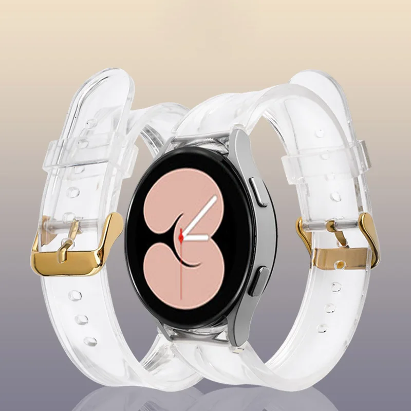

No Gaps Transparent TPU Watch Strap for Samsung Galaxy Watch4 Classic 46mm 42mm/44mm 40mm Wrist Band Curved End Bracelet Belt