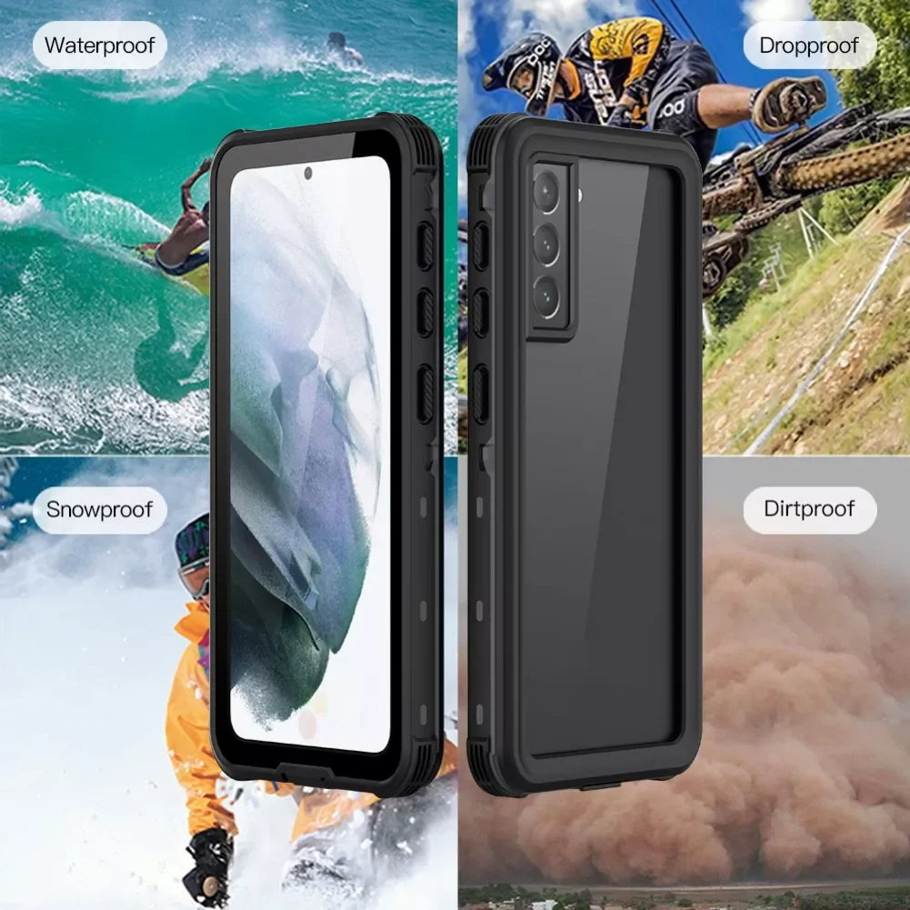 Full Cover Phone Case Mobile Phone Waterproof Front&Rear Case Outdoor Diving Shell  S21 S21 ULTRA PC + TPU Case