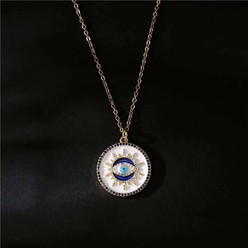 

Western Hot Sale White Eye Pendant Necklace Fashion Women Brass Necklace Jewelry