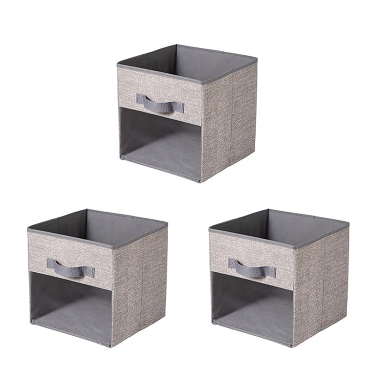 

Cube Storage Bins, 3 Packs Clear Window Fabric Storage Bin Organizer For Closet Shelves Home Storage Cubes Organizer