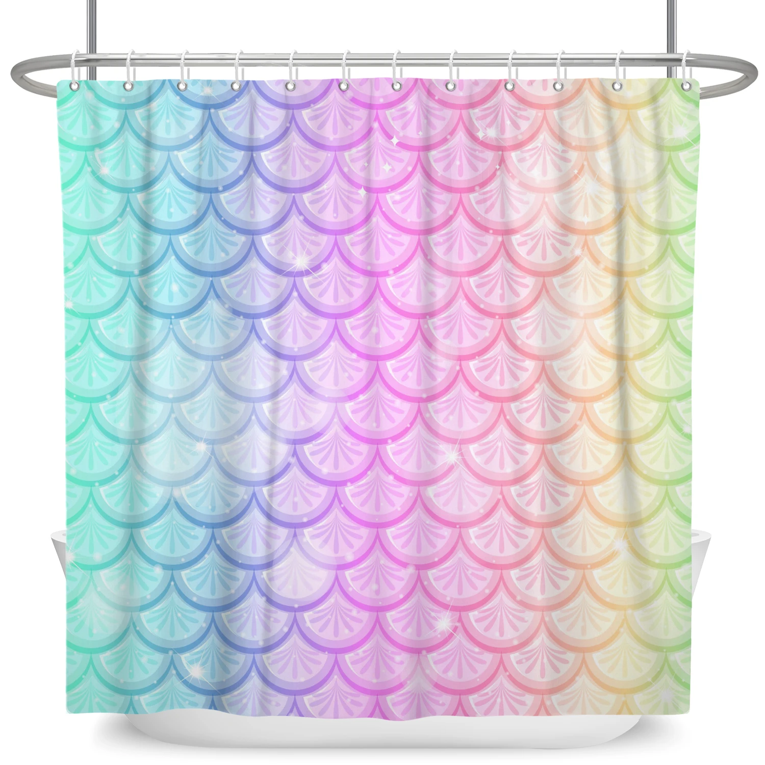 

Занавеска для душа «хвост русалки», водонепроницаемые из полиэстера, с переходом цветов, с крючками, для ванной комнаты