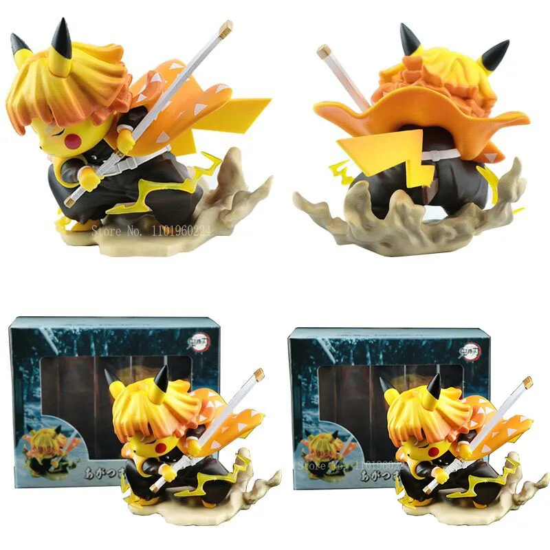 

Demon Slayer Figures Animation Surrounding Pika Cos Agatsuma Zenitsu Cross-dressing Car Ornaments Model Birthday Gift Collection