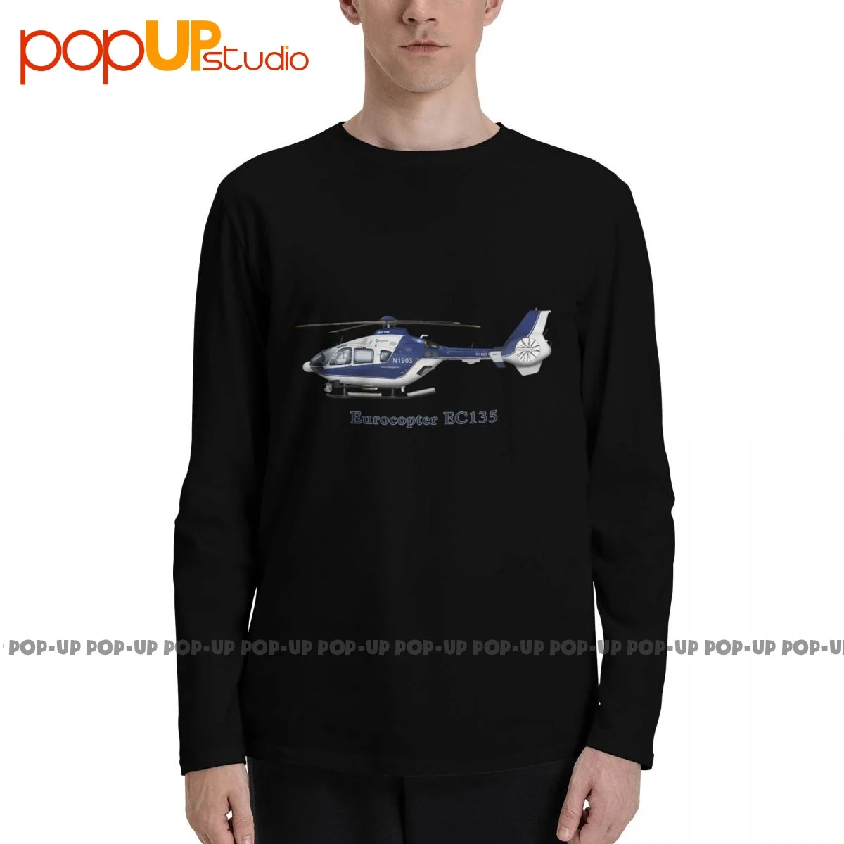 Футболка с длинным рукавом и принтом вертолета Eurocopter Ec135