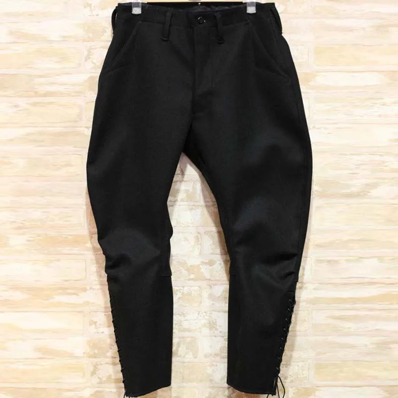 Meimei homemade black micro-elastic breeches retro casual brushed cycling sports mountaineering 9-point pants
