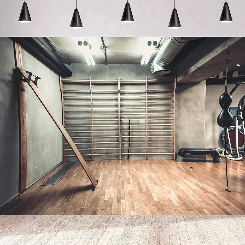 Интерьерный фон для фотосъемки в тренажерном зале промышленном стиле фитнеса